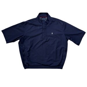 Vintage Ralph Lauren Polo Golf Windbreaker Pullover 1/4 Zip Blue Short Sleeve L